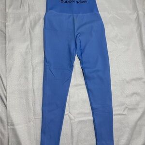 Outdoor Voices Blue Ribbed Leggings Size Small High Waist Activewear